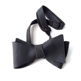 Black Perforated Leather Bow Tie