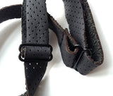 Black Perforated Automotive Leather Bow Tie, slider detail.