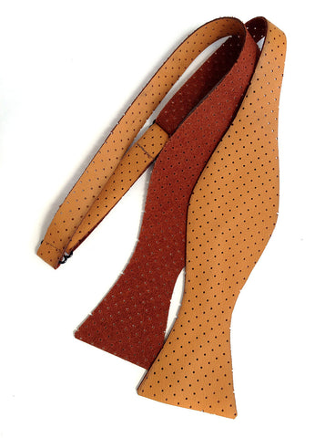 Perforated Burnt Orange Automotive Leather Bow Tie