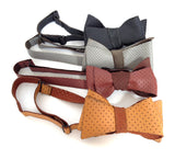 Perforated Burnt Orange Automotive Leather Bow Tie