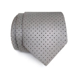 Perforated Dove Grey Leather Necktie, Automotive leather tie.