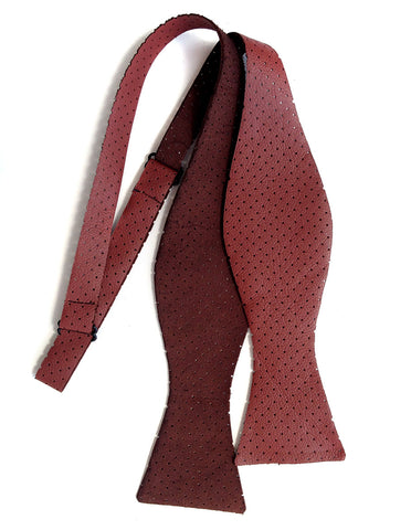 Perforated Oxblood Red Automotive Leather Bow Tie