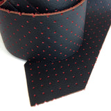 Red backed automotive leather tie.