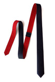 Black with red reverse skinny leather necktie.