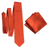 Red Orange solid color necktie, persimmon tie for weddings by Cyberoptix Tie Lab