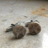 Petoskey Stone Cufflinks, fossil coral cufflinks