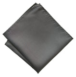 Pewter Shot Pocket Square. Dark Grey Solid Color Woven Silk, No Print, by Cyberoptix