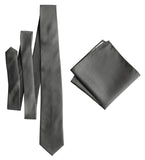 Dark Grey solid color necktie, pewter shot tie for weddings by Cyberoptix Tie Lab