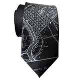 Philadelphia City Map Necktie, Pale Grey on Black Tie, By Cyberoptix