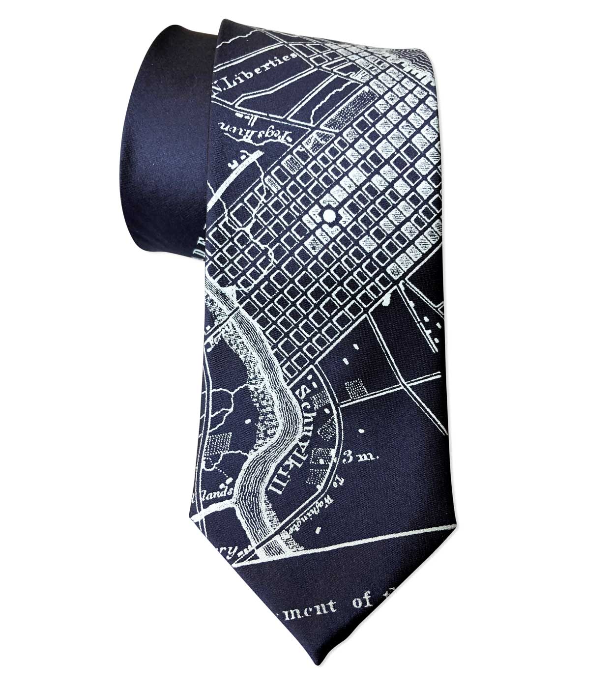 Josh Bach CIVITAS Men's Silk Necktie – Map Of Paris Print, Hand-Finished In USA, 57 Inch