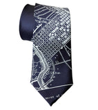 Philadelphia City Map Necktie, Ice on Navy Blue Tie, By Cyberoptix