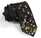 Black and gold pill necktie.