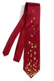 burgundy red pill necktie. Gold print