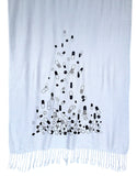 Pills Scarf: Black on silver pashmina.