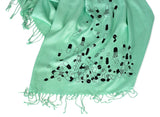 Pills Scarf: Black on mint pashmina.