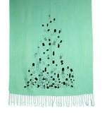 Pills Scarf: Black on mint pashmina.