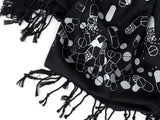 Pills Scarf: Silver on black pashmina.