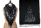 Pills Scarf: Silver on black pashmina.