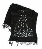 Pills Scarf: Silver on black pashmina.