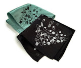 Pills Pocket Square: silver on black; black on mint.