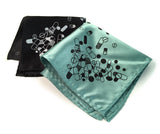 Pills Pocket Square: silver on black; black on mint.