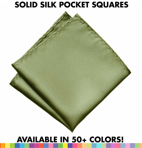 Solid Color Silk Pocket Squares. 50+ Colors! Plain, No Print