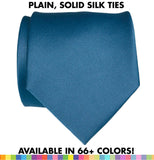Solid Color Silk Ties, No Print. Choose from 66+ Colors! Standard & Narrow Size