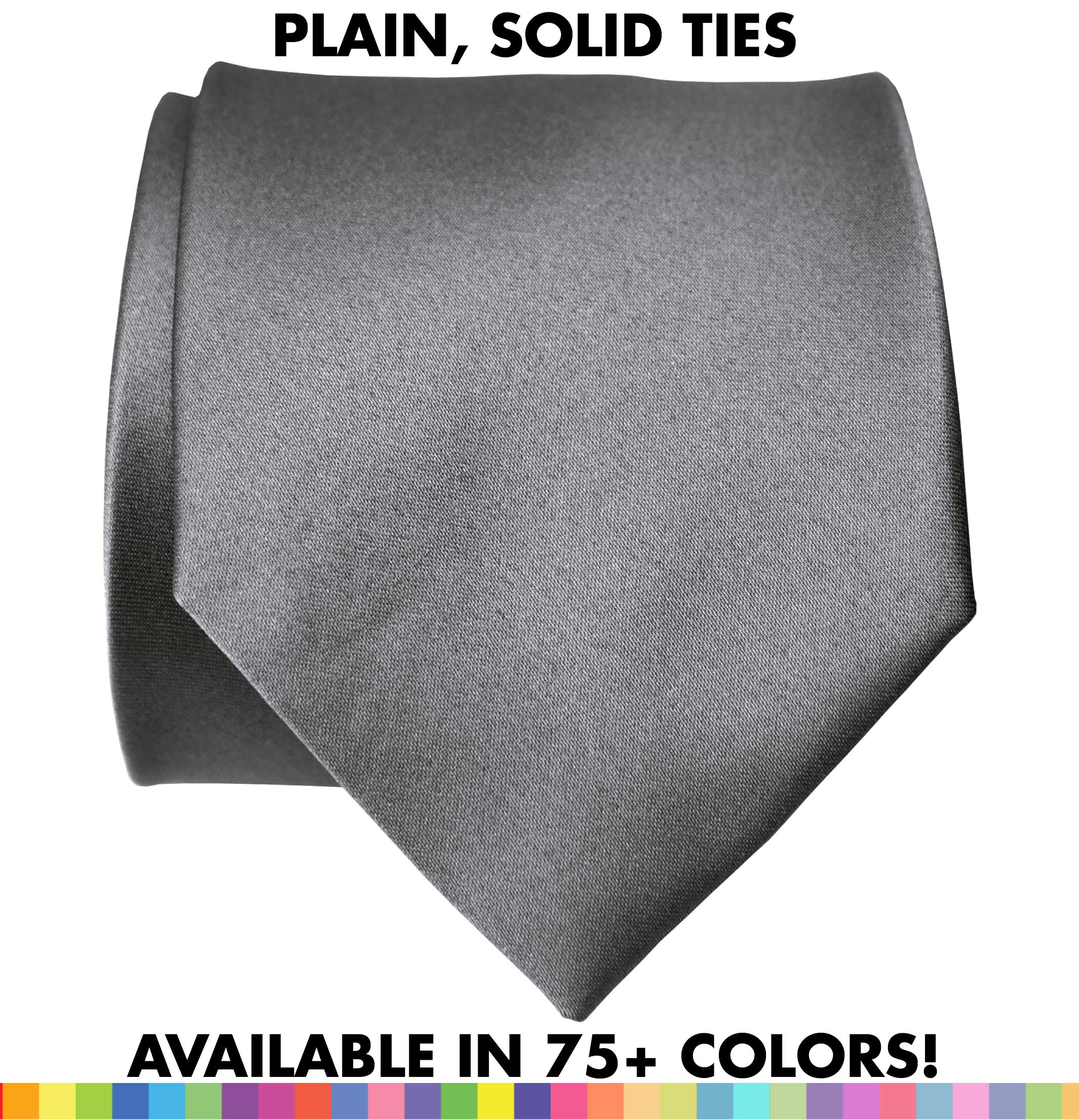 Solid Color Vegan Ties No Print. 75 Colors Standard Narrow