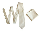 Cream solid color necktie, Platinum tie for weddings by Cyberoptix Tie Lab