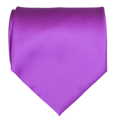 Plum Violet Necktie. Solid Color Satin Finish Tie, No Print