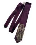 Antique brass ink on eggplant silk.