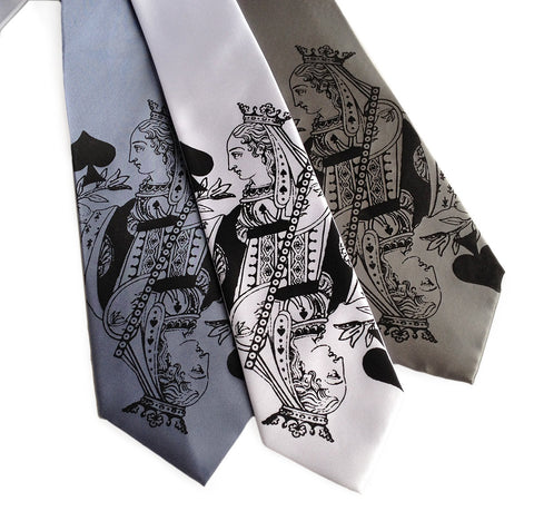 Playing Card Necktie. "Poker Face" Queen tie