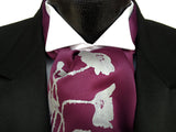 Silver ink on spiced wine ascot.