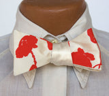  Cream tie with dark coral ink.