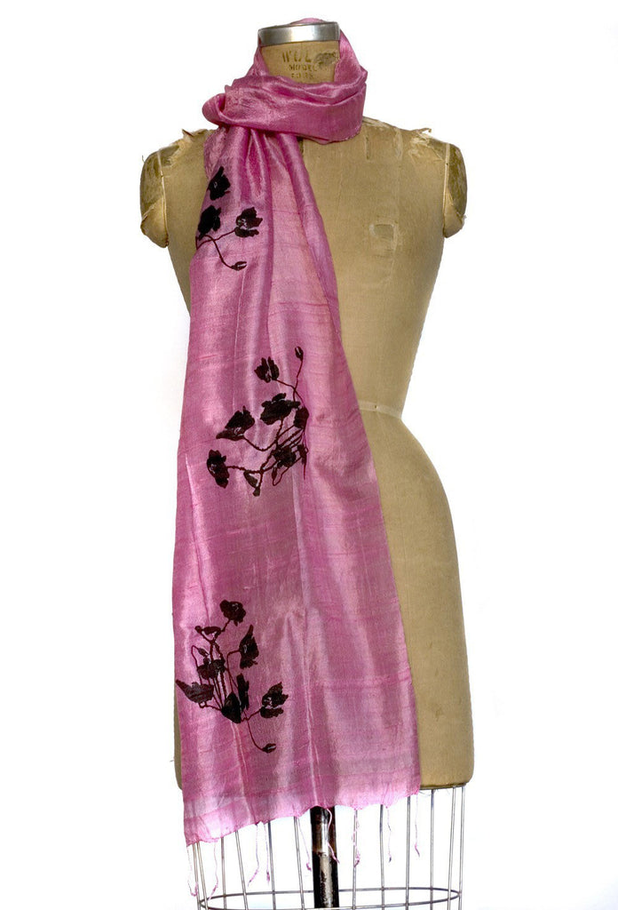 Poppies silk scarf, floral print. – Cyberoptix TieLab