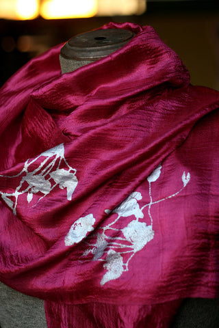 Poppies silk scarf, floral print.