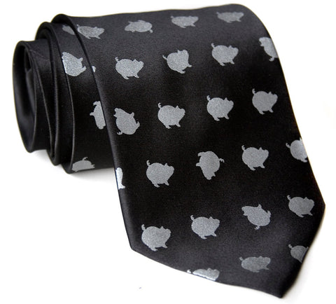 Piggy Pattern Silk Necktie. "Porkadot" tie.