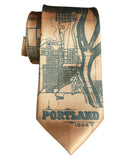 Portland Oregon Map Necktie, Honey Gold Tie. by Cyberoptix