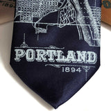 1894 Portland Oregon Map Necktie, Navy Blue Tie. by Cyberoptix