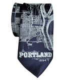 Portland Oregon Map Necktie, Navy Blue Tie. by Cyberoptix