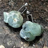 Prehnite Cufflinks. Prehnite crystal, raw stone cuff links