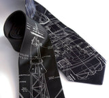 Project Mercury Necktie, black & navy silk ties.