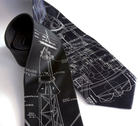 Project Mercury Necktie. Space exploration silk necktie