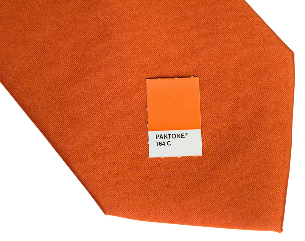 Pumpkin Spice Necktie. Medium Orange Solid Color Satin Finish Tie