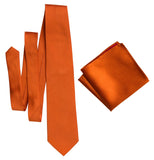 Medium Orange solid color necktie, Pumpkin Spice tie for weddings by Cyberoptix Tie Lab