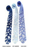 White ink on french blue, sky, blue aster silk.