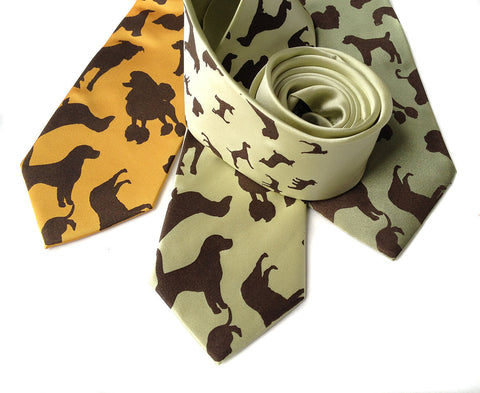 Dog Print Silk Necktie. "Putting on the Dog"
