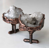 Druzy Quartz Crystal Cufflinks. Electroformed crystal cuff links