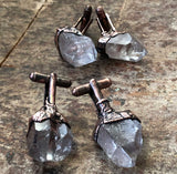 Quartz Cufflinks, electroformed copper & raw stone crystal cuff links