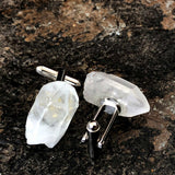 Quartz Point Cufflinks, raw stone crystal cuff links